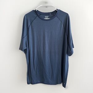 Toad & Co Toad Co Organic Cotton Short Sleeve Crew Tee Men XXL Blue Striped Soft